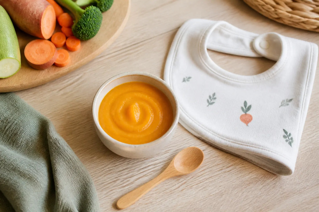 Image d'illustration douce et lumineuse pour l'article Comment réussir l'alimentation de ton bébé à 1 an