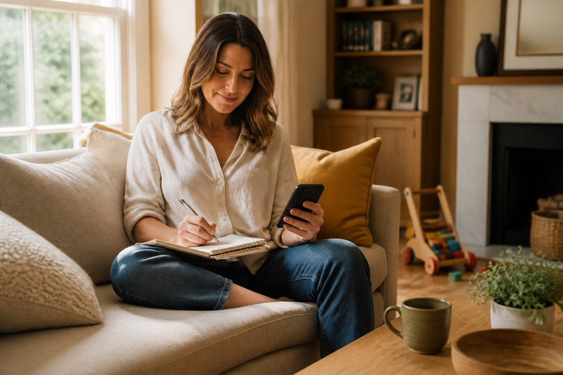 Parent serein qui gère son budget familial à la maison