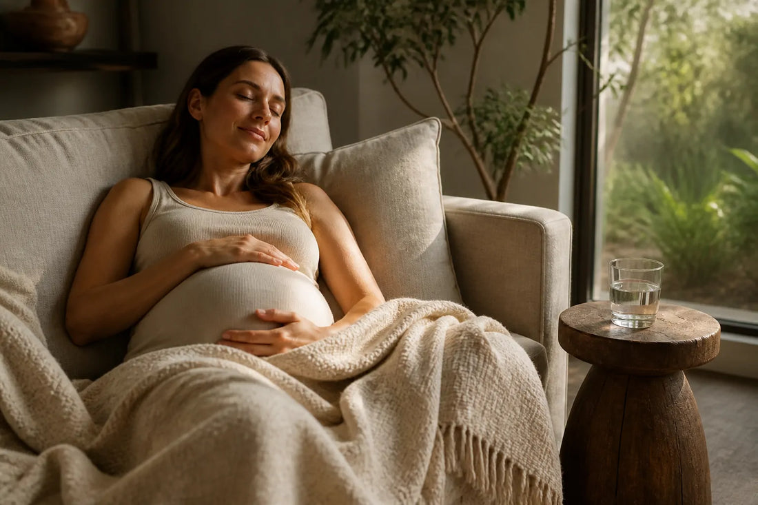 Image d'illustration douce et lumineuse pour l'article Douleur ovaire et grossesse : comprendre ces sensations