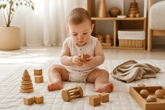 Image d'illustration douce et lumineuse pour l'article Quels jeux choisir pour l'éveil de ton bébé à 9 mois ?