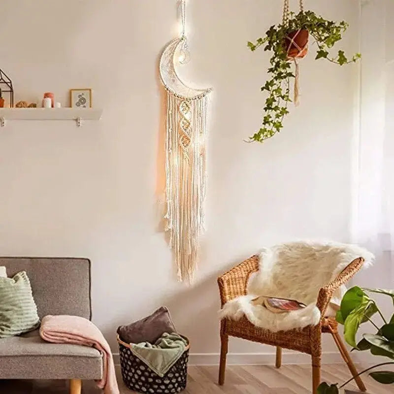 Décoration | Superbe suspension lune en macramé