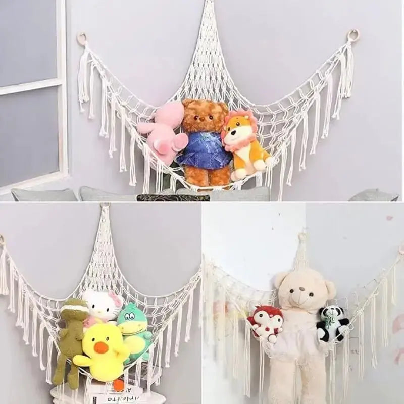 Filet Rangement Peluche en Macramé