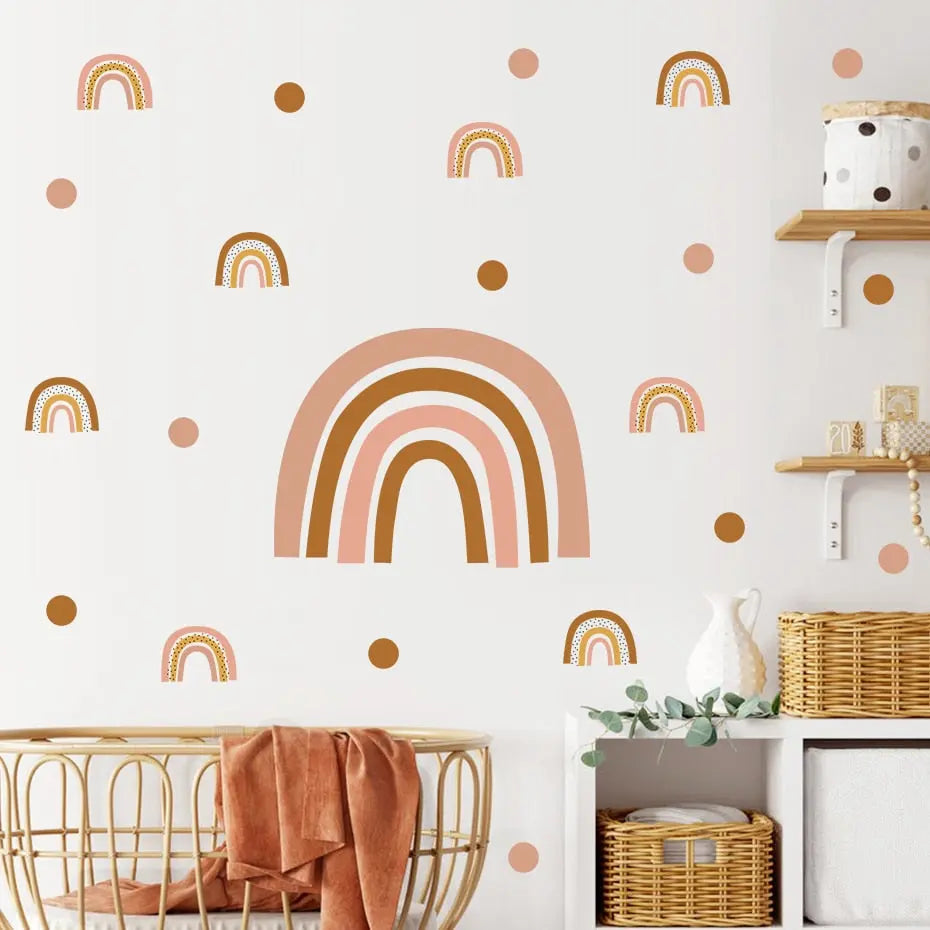 Autocollant Mural Arc-en-ciel Et étoiles Pour Chambre D'enfant - Taille S (54x36 Cm) - Vinyle Allemand Sans Traces