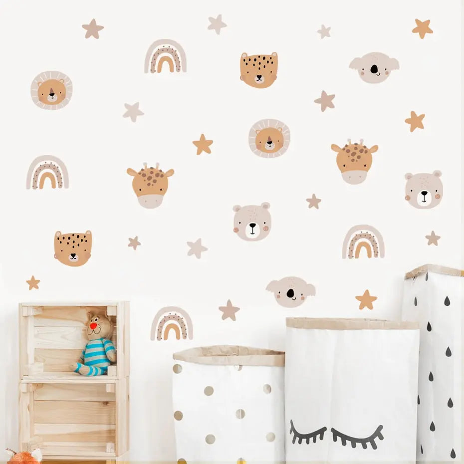 Stickers Chambre Bébé ⎮ Lion, Girafe, Koala, Ours, Arc-en-ciel Lovely Cocoon