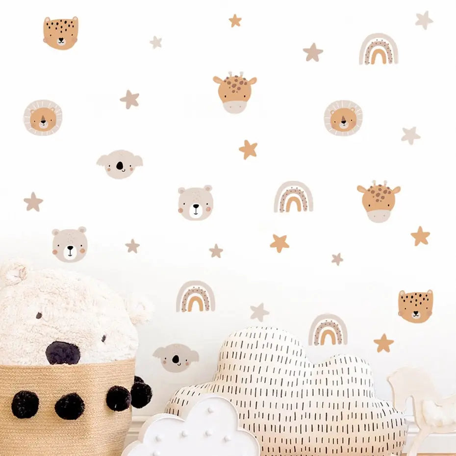 Stickers Chambre Bébé ⎮ Lion, Girafe, Koala, Ours, Arc-en-ciel Lovely Cocoon